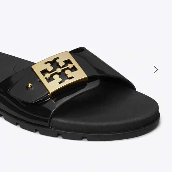 NWT Tory Burch Mellow Slide 
Perfect Black / Gold / Perfect Black - Picture 2 of 11